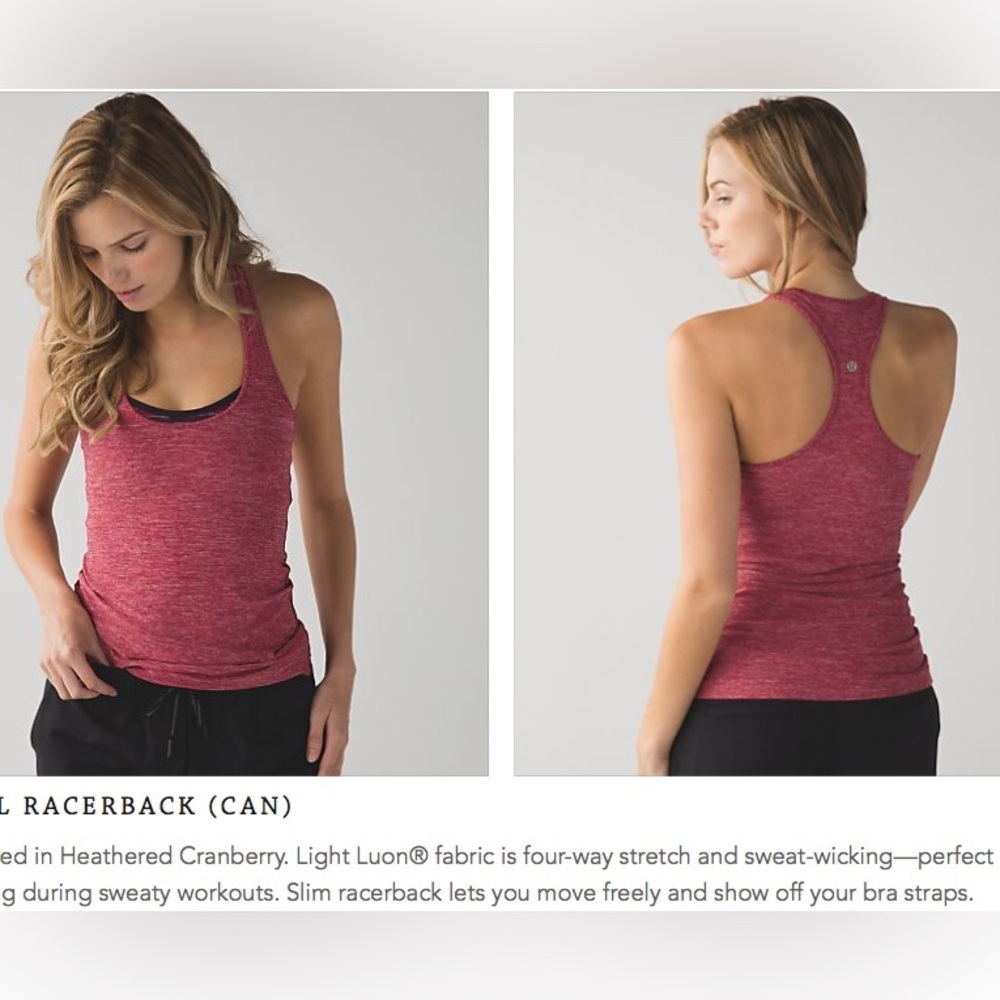 LULULEMON LUXTREME REVERSIBLE RACERBACK TANKTOP size 6